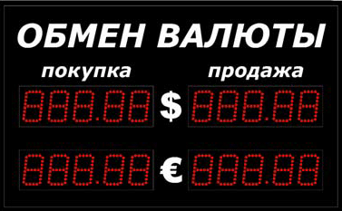 Уличное табло курсов валют на 5 разрядов Импульс-306-2x2xZ5 (одностороннее)